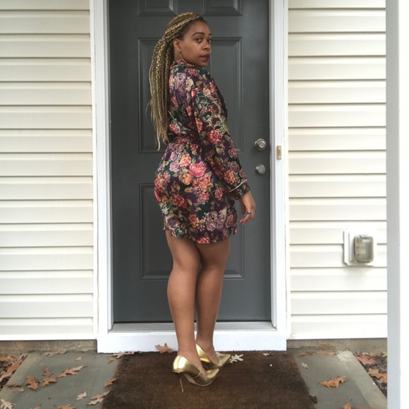 Dark Floral Gold Rope Duster Robe - Picture 3 of 6